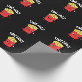 Time Fries Funny French Fries Pun Dark BG Cadeaupapier (Hoek)