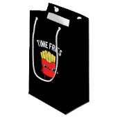 Time Fries Funny French Fries Pun Dark BG Klein Cadeauzakje (Voorkant Gekanteld)
