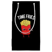 Time Fries Funny French Fries Pun Dark BG Klein Cadeauzakje (Voorkant)