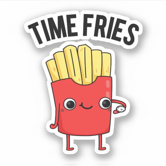Time Fries Funny French Fries Pun Sticker (Voorkant)