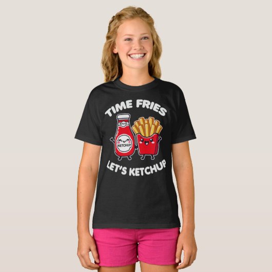 Time Fries Let's Ketchup Pun T-shirt (Voorkant volledig)