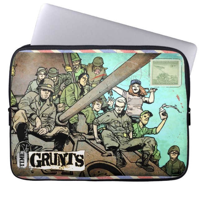 Time Grunts briefkaart laptophoes Laptop Sleeve (Voorkant)