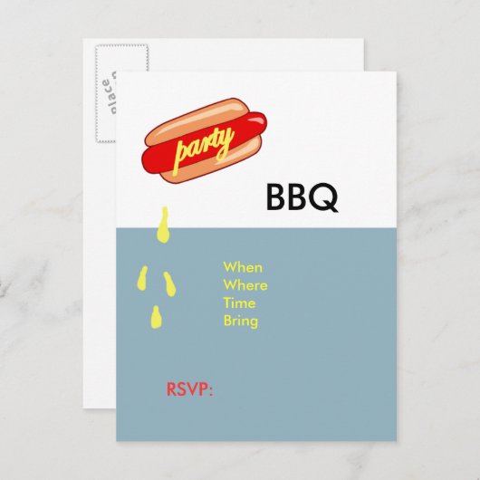 Time Hotdog-uitnodigingen voor feestdagen Uitnodiging Briefkaart (Voorkant / Achterkant)