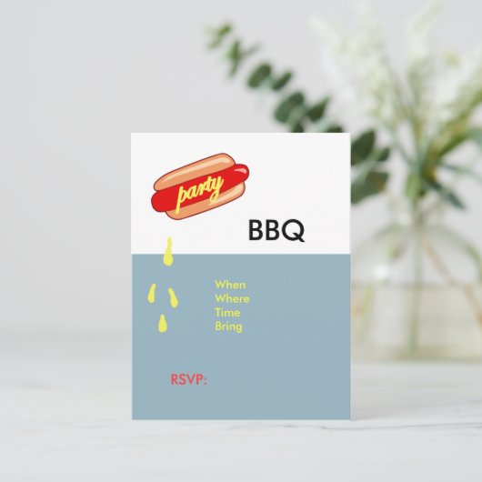 Time Hotdog-uitnodigingen voor feestdagen Uitnodiging Briefkaart (Staand voorkant)