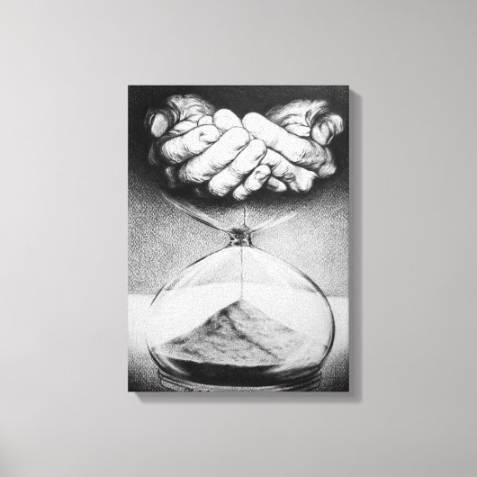 Time Hourglass handen Potlood Tekening Surreal art Canvas Afdruk (Voorkant)