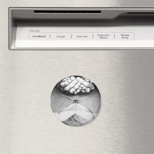 Time Hourglass handen Potlood Tekening Surreal art Magneet (Insitu (Vaatwasser))