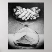 Time Hourglass handen Potlood Tekening Surreal art Poster (Voorkant)