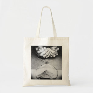 Time Hourglass handen Potlood Tekening Surreal art Tote Bag