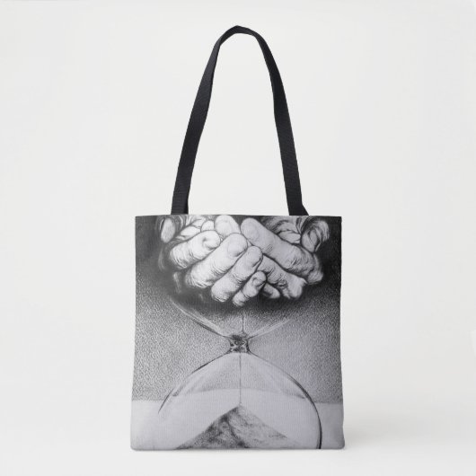 Time Hourglass handen Potlood Tekening Surreal art Tote Bag (Voorkant)
