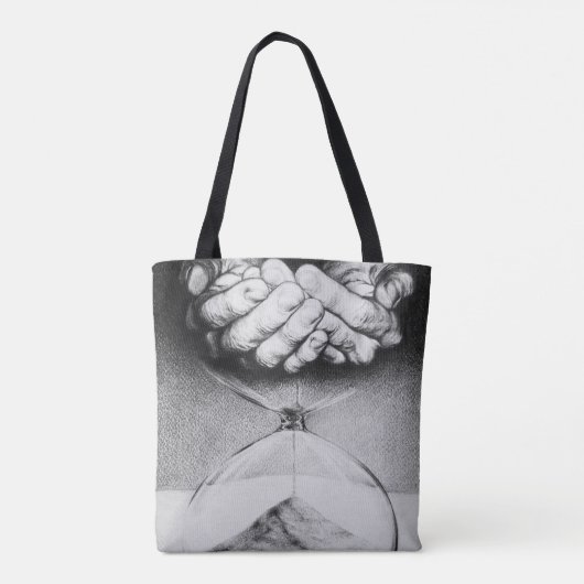 Time Hourglass handen Potlood Tekening Surreal art Tote Bag (Achterkant)