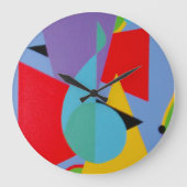 Time in Treble Blue Minimalist Round Clock Grote Klok (Voorkant)