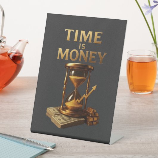 Time Is Money | Powerful Motivational Design Reclamebord Met Voetstuk (Insitu)