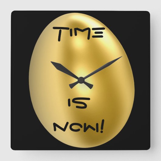 Time is Now Chic Wall Clock. Vierkante Klok (Voorkant)