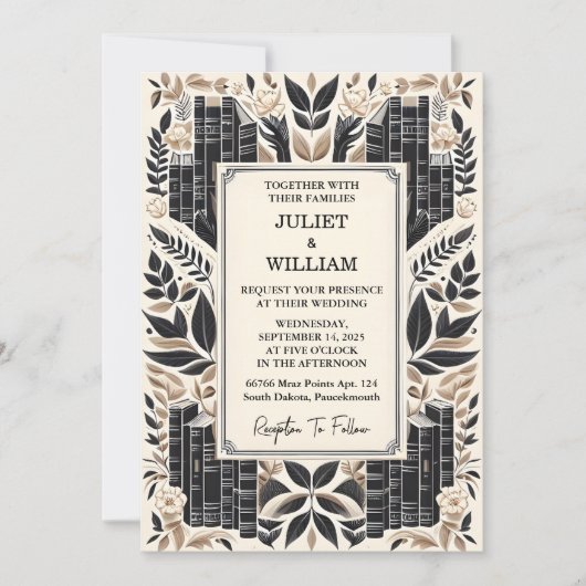 Time Library Oud Engels Boek Club Hoesje Bruiloft Kaart (Voorkant)