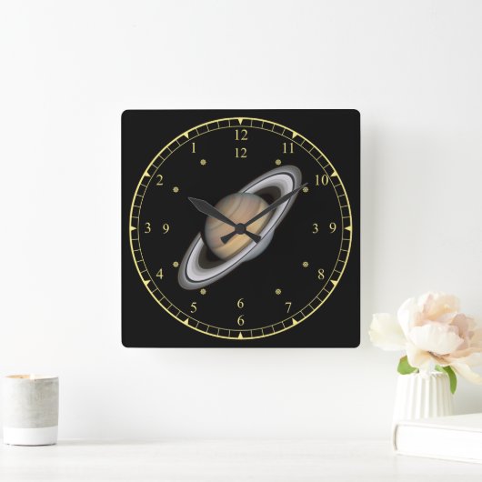Time Machine ~ Beauful Planet Saturn ~ Vierkante Klok (Huis)