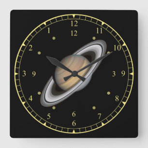 Time Machine ~ Beauful Planet Saturn ~ Vierkante Klok