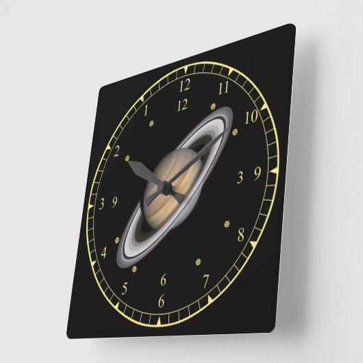 Time Machine ~ Beauful Planet Saturn ~ Vierkante Klok (Hoek)
