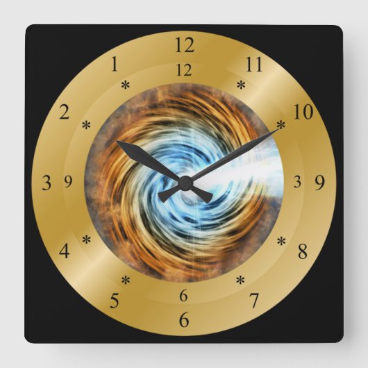 Time Machine Clock ~ Blazar Galaxy ~ Vortex ~ Vierkante Klok (Voorkant)