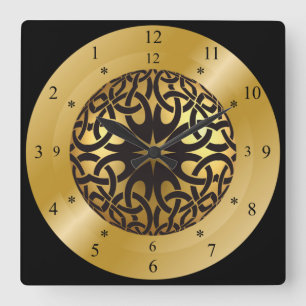 Time Machine Clock~Golden Black Hole~Time Reis Vierkante Klok