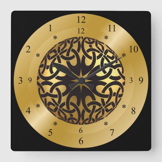 Time Machine Clock~Golden Black Hole~Time Reis Vierkante Klok (Voorkant)