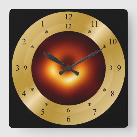 Time Machine Clock~Messier 87 Galaxy~Black Hole ~ Vierkante Klok (Voorkant)