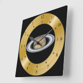 Time Machine Clock ~ Mooi Saturnus ~ Vierkante Klok (Hoek)