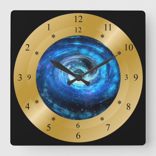 Time Machine Clock ~ Runward Forward & Backward ~ Vierkante Klok (Voorkant)