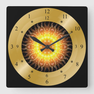 Time Machine Clock ~ Toasted Sun ~ Vierkante Klok