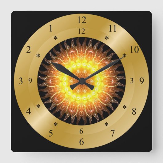 Time Machine Clock ~ Toasted Sun ~ Vierkante Klok (Voorkant)