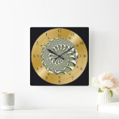 Time Machine Clock~Wormhole~Moss Green & White ~ Vierkante Klok (Huis)