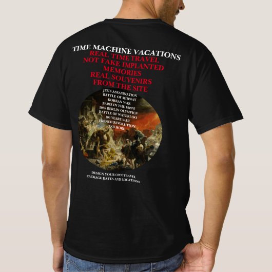 TIME MACHINE REIZEN LONDEN ZWARTE DOODPLAAG 1348 T-SHIRT (Achterkant)