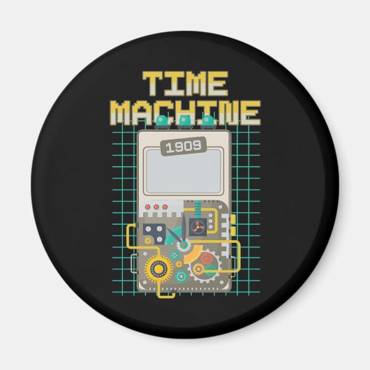 Time Machine Retro Time Traveling Cadeaus Magneet (Voorkant)
