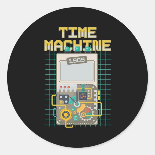 Time Machine Retro  Time Traveling Cadeaus Ronde Sticker (Voorkant)