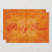Time Oranje 13th Birthday Invitation Kaart (Voorkant / Achterkant)