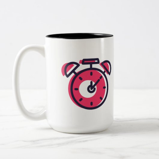 Time over  tweekleurige koffiemok (Links)