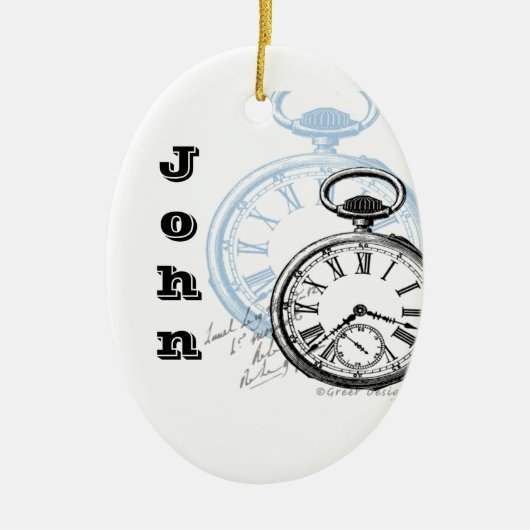 Time Pocket Watch kerstversiering Keramisch Ornament (Voorkant)