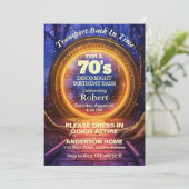 Time Portal 70s Disco Night Birthday Party Kaart (Staand voorkant)
