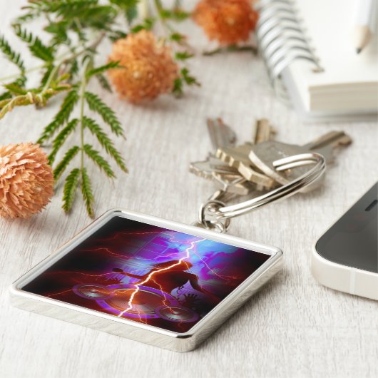 Time#-Premium Square Sleutelhanger van de partij (Zijkant)