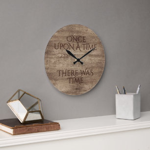 Time Quote op Shabby Chic Faux Wood Grain Pattern Grote Klok