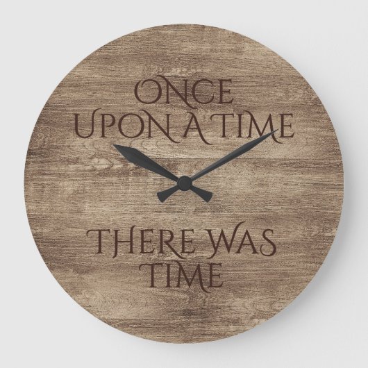 Time Quote op Shabby Chic Faux Wood Grain Pattern Grote Klok (Voorkant)