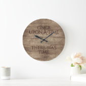 Time Quote op Shabby Chic Faux Wood Grain Pattern Grote Klok (Huis)