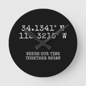 Time Spent Together GPS Coordinates Personalized Ronde Klok (Voorkant)