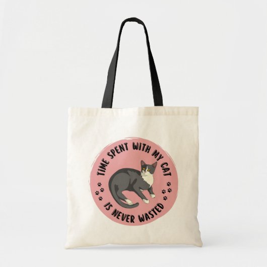 Time Spent With My Cat Is Never Wasted – Cute Cat  Tote Bag (Voorkant)