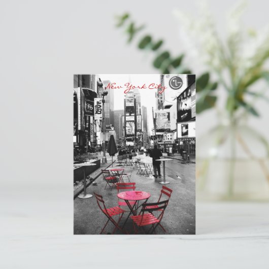 Time Square Black White Red Briefkaart (Staand voorkant)