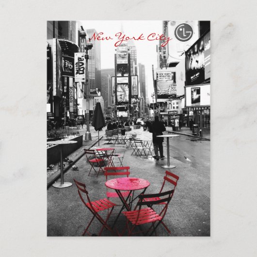 Time Square Black White Red Briefkaart (Voorkant)