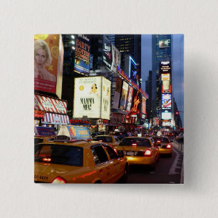 Time Square Taxis Vierkante Button 5,1 Cm