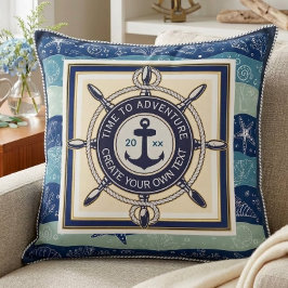 Time To Adventure Custom Maritime Boat Name Kussen