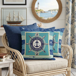 Time To Adventure Custom Maritime Boat Name Kussen