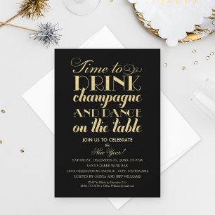 Time to Drink Champagne Quote New Year's Eve Party Kaart