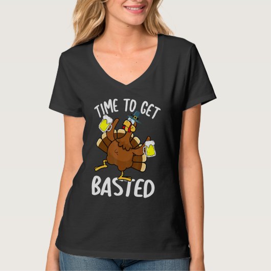 Time To Get Basted  Beer Thanksgiving Turkey  Men T-shirt (Voorkant)
